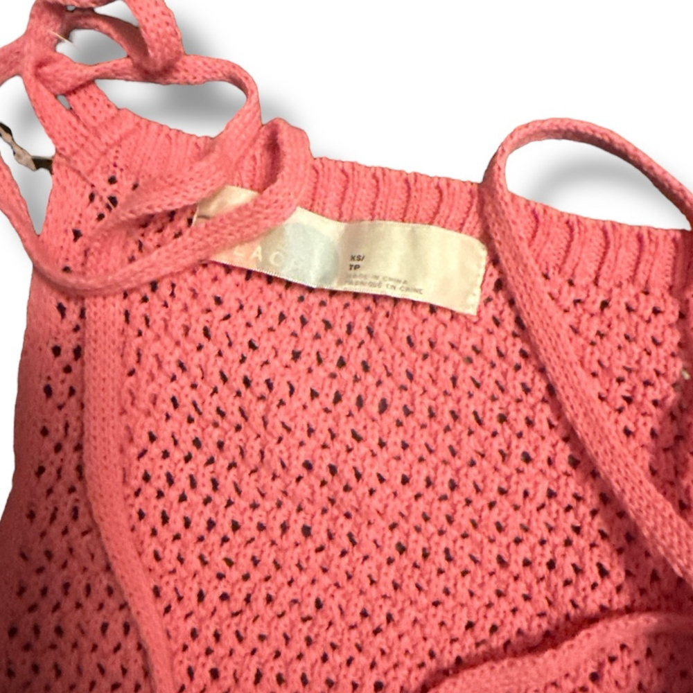 Free People Beach June Fauxchet Pink Crocheted Halter Crop Top XS - Picture 3 of 3